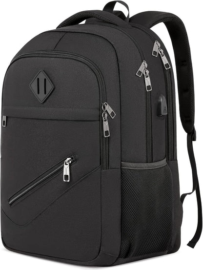 Backpack for Men and Women, School Backpacks for Teen Boys Girls, Water Resistant Sturdy Anti Theft Travel Laptop Backpack, Black Student Bookbag Fits 15.6 Inch Laptop with USB Charging Port, Gifts