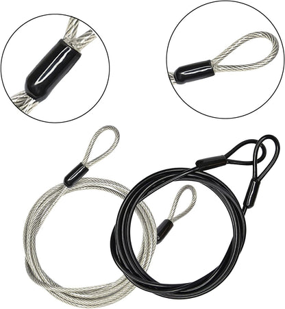 3mm 200CM/6.6ft Long Outdoor Travel Security Cable Lock,Braided Steel Coated Safety Cable Luggage Lock,Safety Cable Wire Rope Chain Lock Double Loop Lightweight (2 Pack)