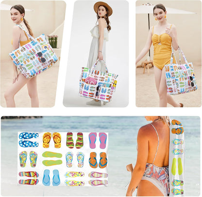 Waterproof Beach Tote Pool Bags for Women Ladies Extra Large Gym Tote Carry On Bag With Wet Compartment for Weekender Travel