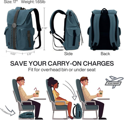 mixi Travel Laptop Backpack for Women & Men Carry On Backpack fits 16'' Laptop, Waterproof Lightweight Casual Weekender Bags Rucksack,17 Inch, Abyssal Green