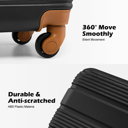 LONG VACATION 3 Piece Carry On Luggage 20 Inch Suitcase with Spinner Wheels, ABS+PC Hardshell Suitcase set with TSA Lock & YKK Zipper