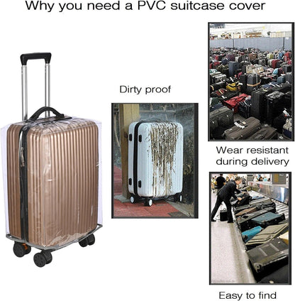 FABWAY Clear PVC Suitcase Cover - Thicken Wheeled Cover, Transparent, Waterproof & Dustproof - 28"