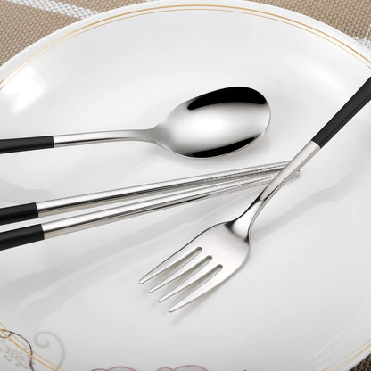 Travel cutlery set, 18/8 stainless steel cutlery, Reusable utensils set with case, Portable Silverware Lunch Box for Camping and Office