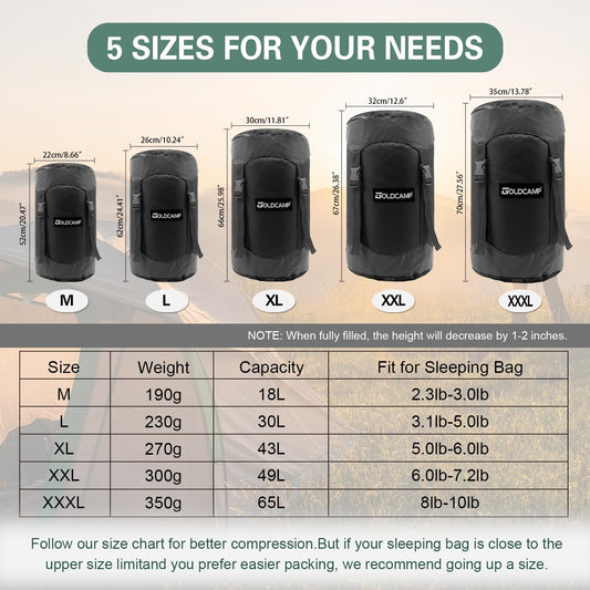 Outdoor Storage Stuff Sacks, Camping Gear Organizer (Black, XL)