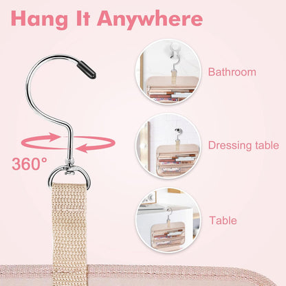 Wedama Toiletry Bag for Women, Large Cosmetic Travel Bag, Hanging Toiletry Bag for Bathroom, Thickened PVC Waterproof Travel Makeup Bag, Toiletries Bag for Travel Business Trips and Camping, Pink