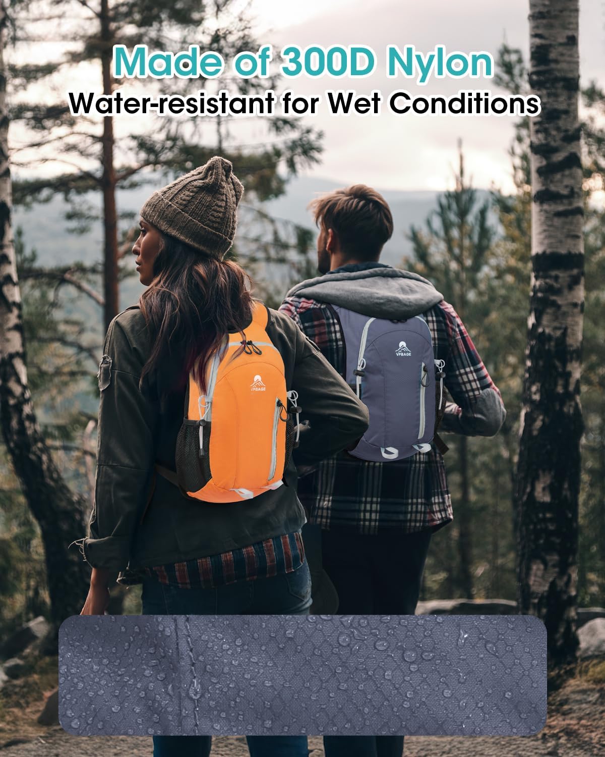 Small Hiking Backpack with Front Phone Holder, Packable Back pack with Chest and Waist Strap, Lightweight Daypack for Women Men