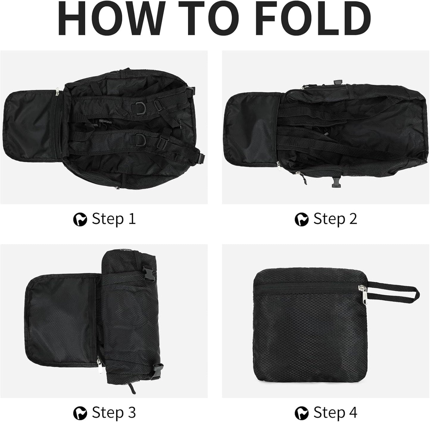 Large Hiking Daypack,30L Water Resistant Hiking Backpack Packable Lightweight Travel Day Pack for Women Men (Black, Large)