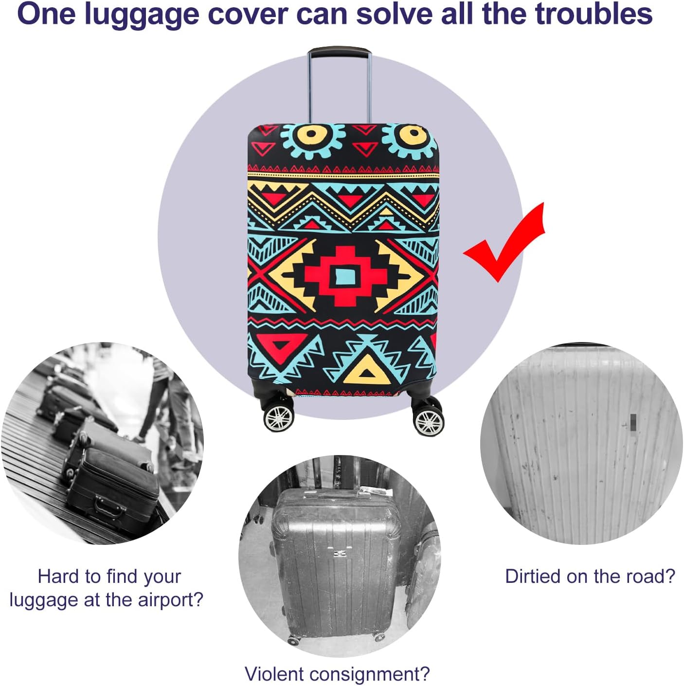7-Mi Travel Luggage Cover Elastic Sleeve 29"-30" Anti-Scratch Suitcase Protector Cover Size XL, Bohemia