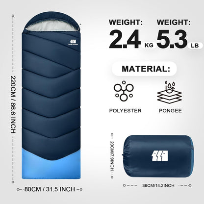 Sleeping Bags for Adults Cold Weather,Portable, Waterproof,Lightweight Sleeping Bag for Tall Girls Boys with Compression Sack for Warm Camping, Hiking, Outdoor & Indoor
