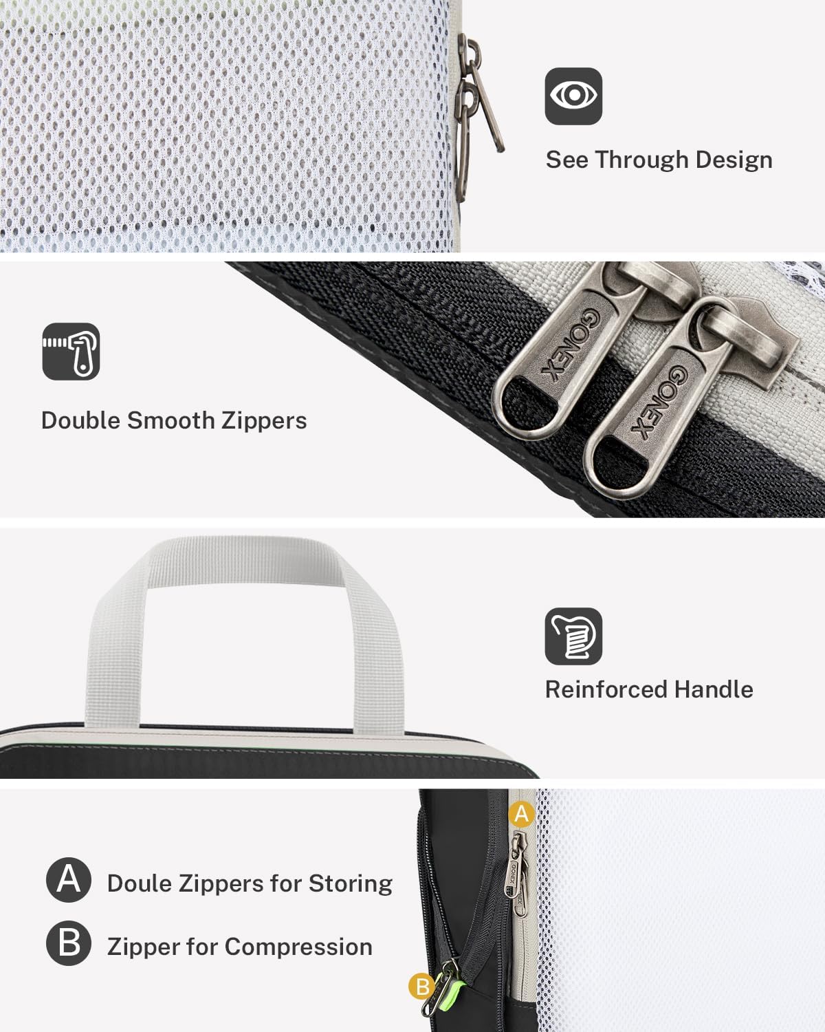 Compression Packing Cubes, Gonex Extensible Storage Mesh Bags Organizers