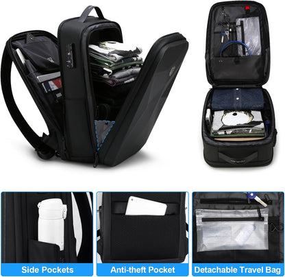 FENRUIEN 17 Inch Laptop Backpack for Men,Waterproof Anti Theft Computer Backpack with USB C Charging Port,Hardshell Gaming Laptop Bag,Black