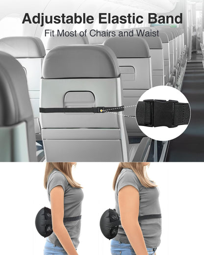 Luxtude Inflatable Lumbar Pillow for Airplane Travel, Lumbar Support Pillow for Office Chair/Car, Self-Inflating Travel Lumbar Pillow Back Support, Lower Back Pillow for Reducing Lumbar Pain