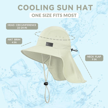 Sukeen Cooling Sun Hat for Men Women UPF50+ Wide Brim Fishing Hat with Neck Flap Adjustable Foldable Bucket Hat for Hiking