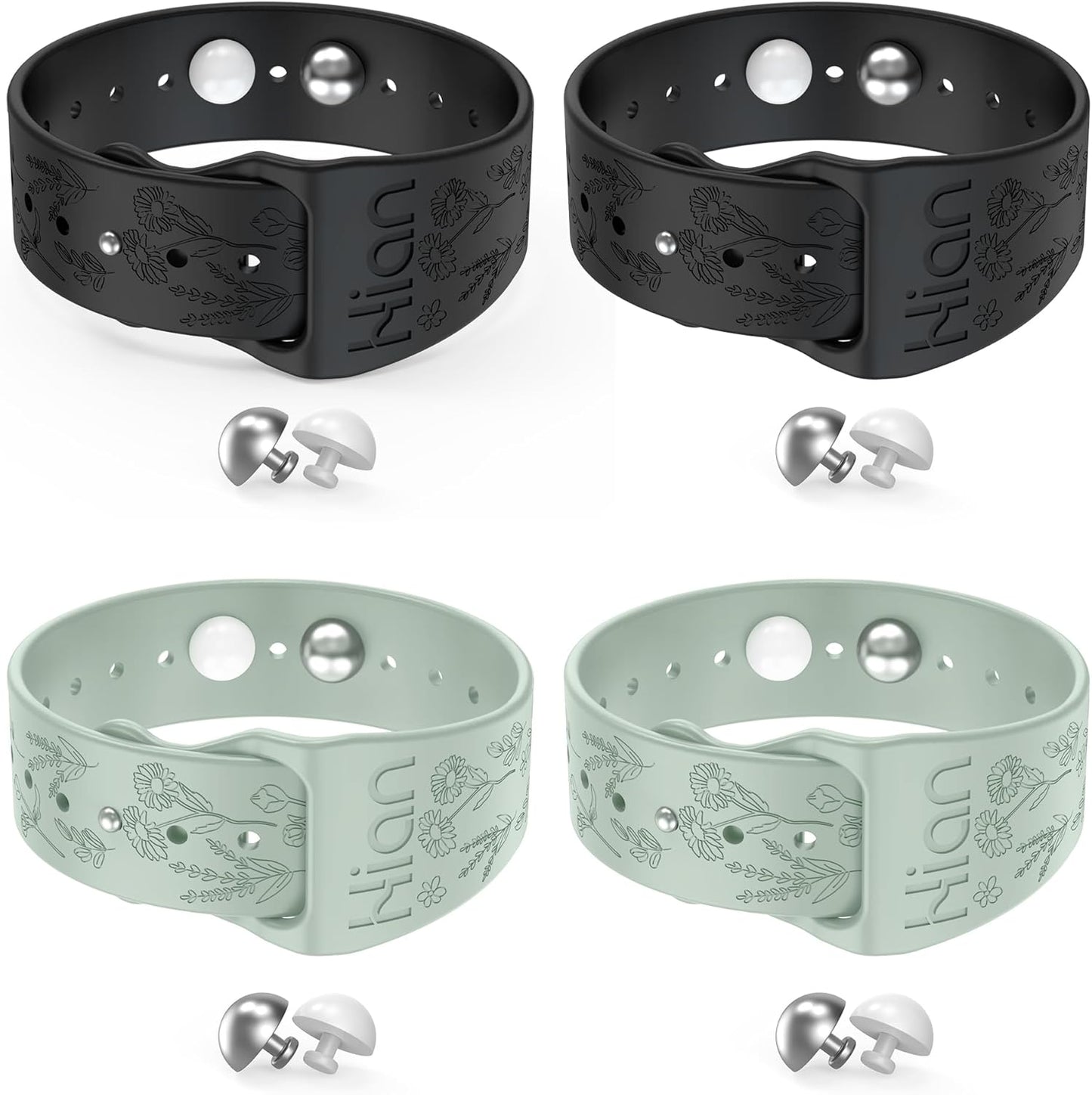 Hion Motion Sickness Bracelets Sea Sickness Wristbands for Motion Sickness/Morning Sickness/Pregnancy Nausea Anti Nausea Wristband Acupressure Nausea Bands Motion Sickness Bands（2Pairs-Black+Beryl）