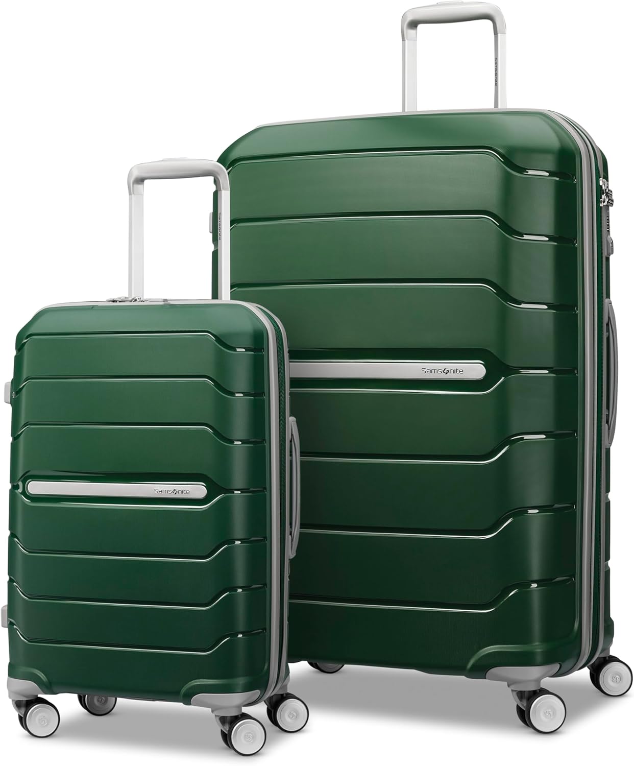 Samsonite Freeform Hardside Expandable Luggage with Spinners, Pine Green, 2PC SET (Carry-on/Large)