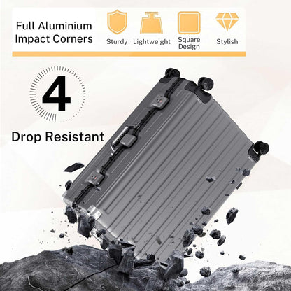 Krute Luggage 28 Inch Aluminum Frame Luggages TSA Lock No Zipper Checked Suitcase with Spinner Wheels Hardshell Lightweight PC+ABS Large Suit Case