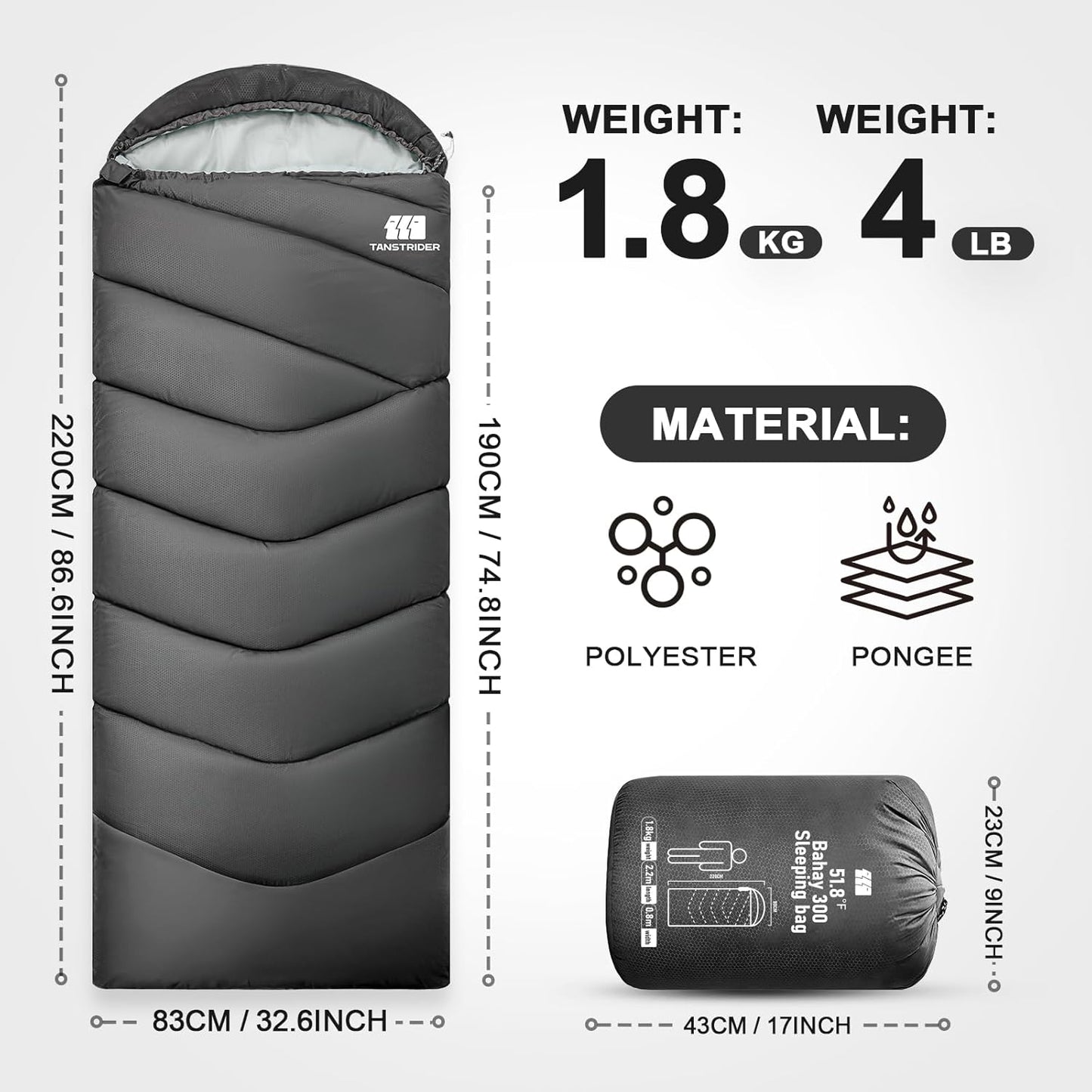 Sleeping Bags for Adults Cold Weather,Portable, Waterproof,Lightweight Camping Sleeping Bag for Tall Girls Boys with Compression Sack for Warm Camping, Hiking, Outdoor & Indoor