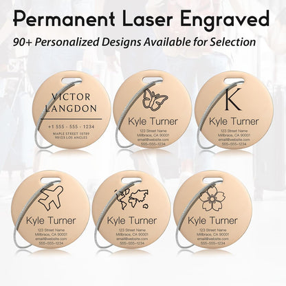Customized Stainless Steel Luggage Tags: Personalize Your Suitcases, Backpacks, and Bags with Your Text (Rose Gold)