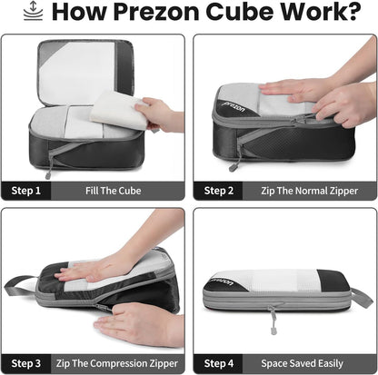 8 Set/6 Set/4 Set Compression Packing Cubes for Travel, Lightweight Vacation Travel Essentials, Travel Accessories for Suitcase Organizer Bags Set, Durable Luggage Organizer