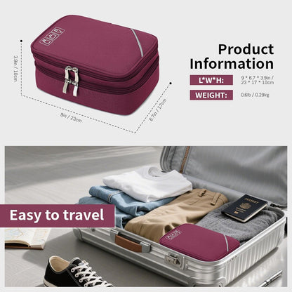 Lanola Electronic Organizer Travel Double Layer Cable Organizer Bag,Accessory Bag for Hard Drives,Cables,USB,SD Card,Memory Cards,Flash Drive,etc. - Red