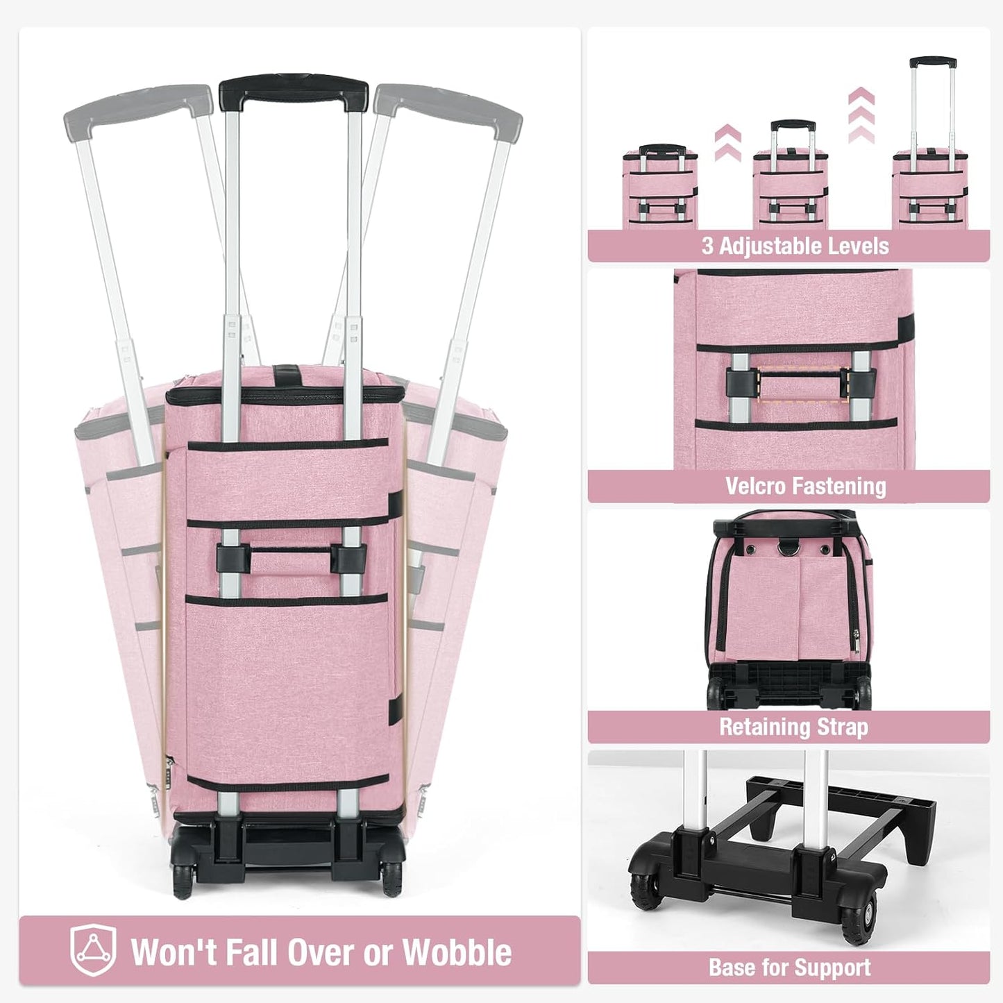 Garment Bags with Wheels, Garment Convertible Weekender Bags, Large Garment Bags for Travel, Duffle Luggage Bag Garment Bag (Pink, Medium)