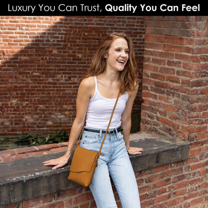 ili New York Leather Mini Sac Crossbody - Genuine Leather Crossbody Bags for Women with RFID Blocking, Adjustable Strap