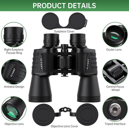 20x50 High Powered Binoculars for Adults, Waterproof Compact Binoculars with Low Light Vision for Bird Watching Hunting Camping Travel Cruise Hiking Sports Stargazing, Christmas Birthday Gifts for Men
