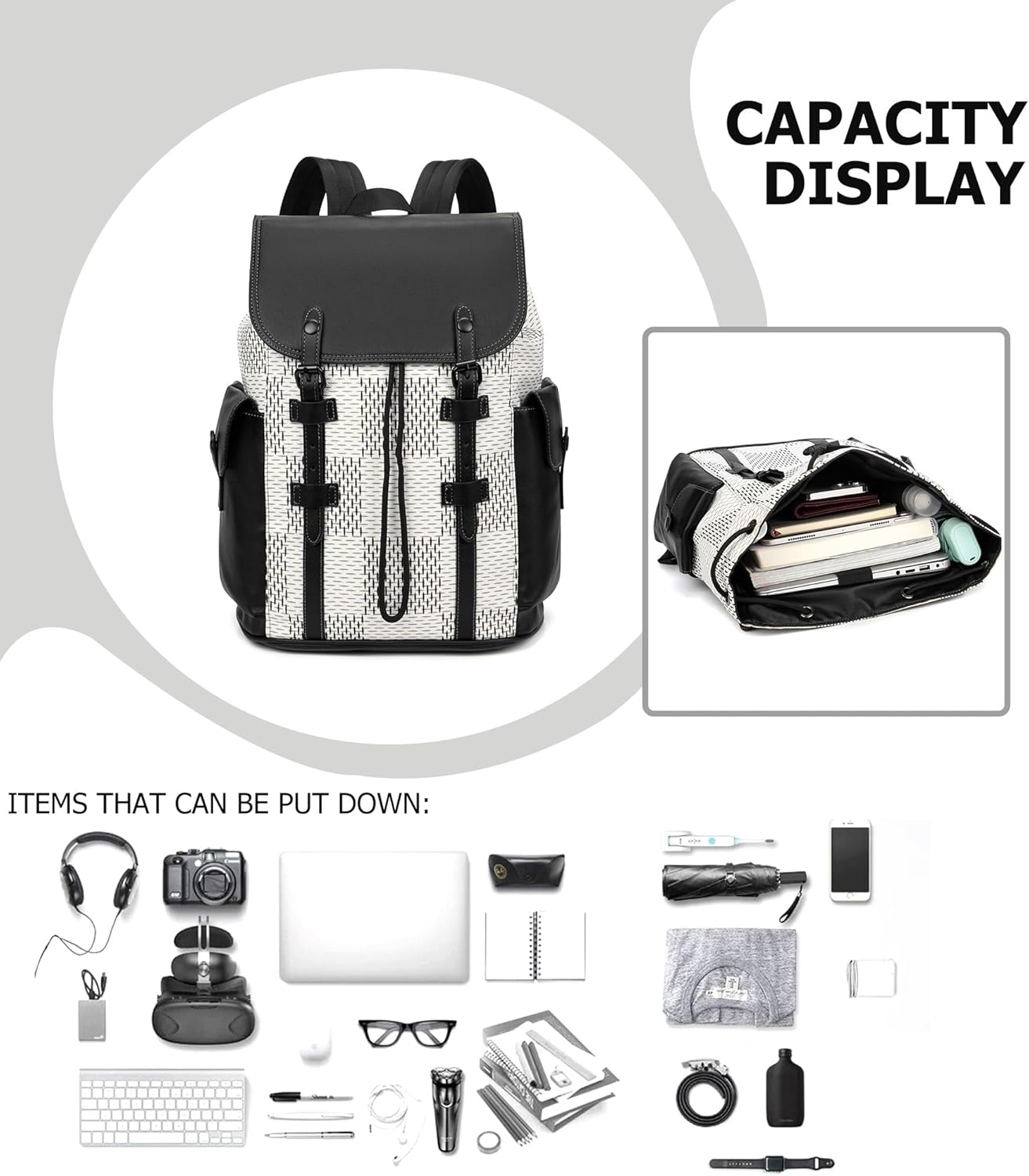 KingTo Laptop Backpack for Men Luxury Anti-Theft Travel Backpack Casual Business Waterproofing Computer Bag (A-White)