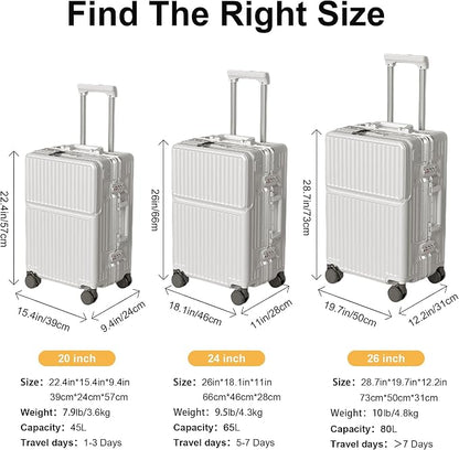 2-Piece Hardshell Zipperless Luggage Set, 20/26" Aluminum Frame Hardshell - Image 8