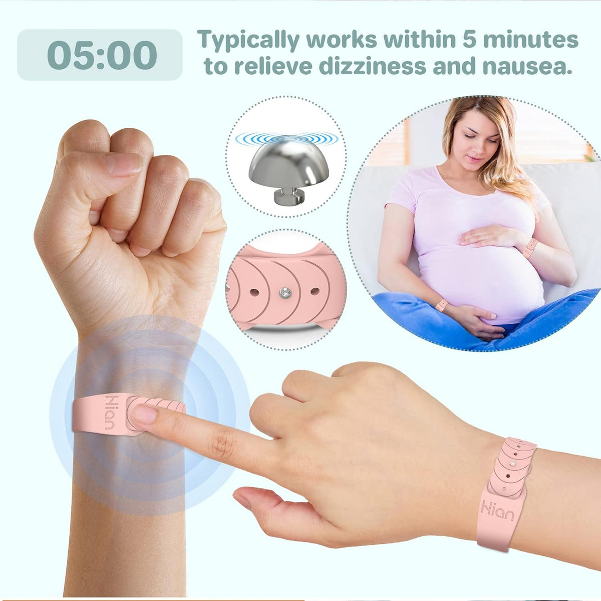 Motion Sickness Bracelets Sea Sickness Wristbands for Motion Sickness/Morning Sickness/Pregnancy Nausea Anti Nausea Bands Acupressure Wristband Motion Sickness Bands（1Pair Beryl）
