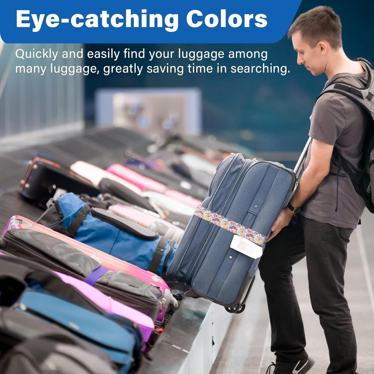 Luggage Straps for Suitcases, Travel Adjustable Belt with Quick Release Buckle, Heavy Duty Nylon Bag Packing Strap, Unique Bright Identifiers Business Travel Accessories (2 Pack) - Flamingo