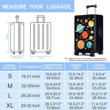 Planet Luggage Cover Washable Suitcase Protector Anti-Scratch,Stretchable Fit for 20-34Inch Luggage Durable Travel Bag Cover with Zipper Closure