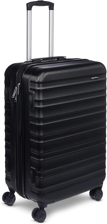 Amazon Basics 26" Hardside Medium Checked Luggage, Hardshell Suitcase With Wheels, Expandable For Up to 15% More Space, With Scratch-Resistant Surface, Four Multi-directional Wheels, Black