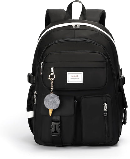 Girls Backpack Stylish Schoolbag Set for College or High Student Laptop Backpack for Women Black