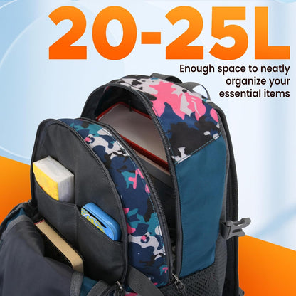 sunhiker Small Cycling Hiking Backpack Water Resistant Travel Backpack Lightweight Daypack M0714 （20-25L-Pink Camo