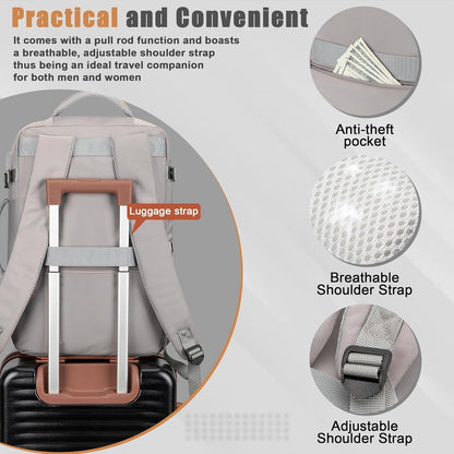 50L Travel Backpack with USB Charging Port, Water-Resistant Carry On Backpack for Men Women, Business Laptop Backpack for Trips & Commutes, Fits 18 Inch Laptop