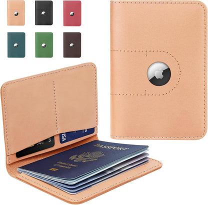 ALLIVE Passport Holder for Travel, Genuine Leather Passport Holder with Airtag Women Men,Travel Must Haves Airport Essentials, Passport Cover Travel Gifts Beige