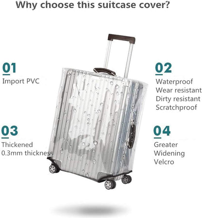 20 Inch Clear PVC Luggage Cover Protectors Suitcase Covers for Luggage Thickened suitcase protective cover for Wheeled Suitcase Suitable for 20"