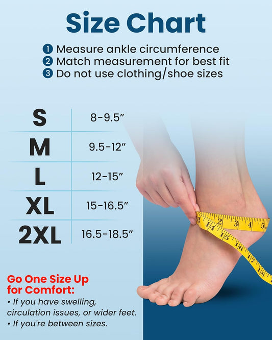 KEMFORD Ankle Compression Sleeve with Cooling Effect - Plantar Fasciitis Braces - Open Toe Compression Socks for Swelling, Sprain, Neuropathy, Arch Support for Men and Women - L, Black