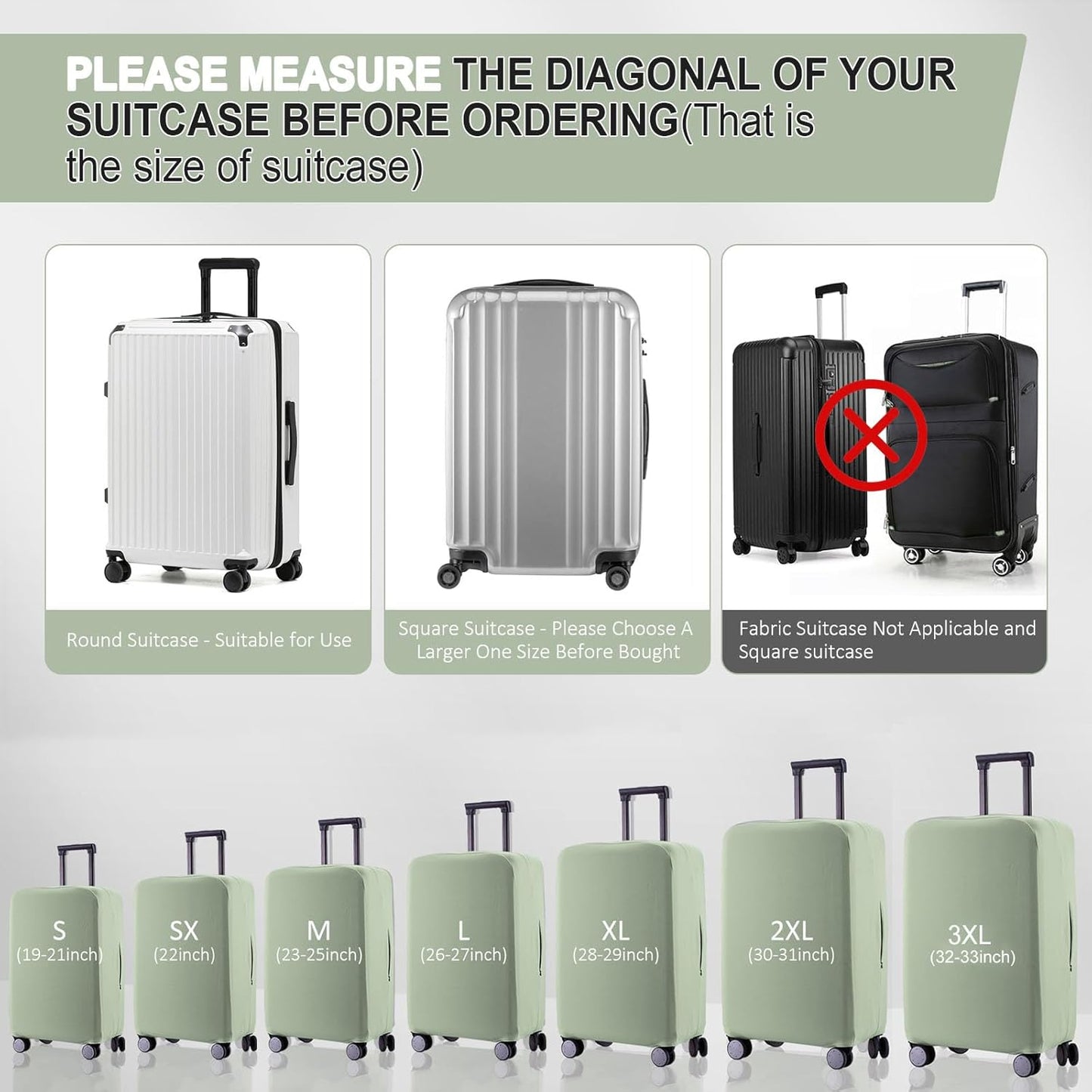 Travel Luggage Cover Suitcase Protector Scratch-Resistant Fit 19-31 Inch Suitcase, Not Included Suitcase (Cyan, L(26-27 inch))