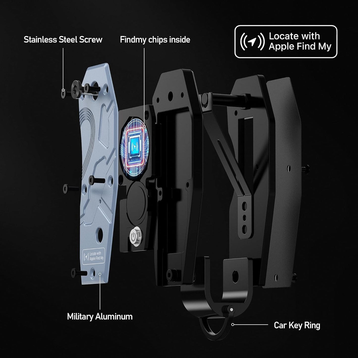 Air Keychain, Key Organizer Works with Apple Find My, Built-in airtag Chips, Holds 2-6 Keys, Car Key Chains with GPS Tracker, Key Finder, Minimalist Key Holder for Men and Women, (iOS Only) (Blue)