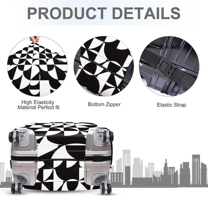 ANNA QUEEN Geometric Minimalist Luggage Cover, Suitcase Protector with Modern Abstract Pattern, Stretchable, Washable Travel Cover for 20-22 Inch Luggage