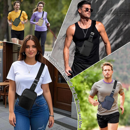 VADOO Mini Sling Bag, Small Crossbody Bag with RFID Blocking for Women and Men, Lightweight Chest Phone Bag for Travel Casual,Khaki