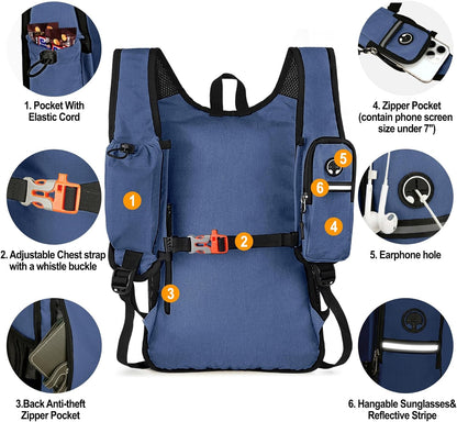 Seektop 15L Small Hiking Backpack for Women Men, Lightweight Hiking Packable Daypack with Phone Pocket for Travel Camping (Dark Blue)