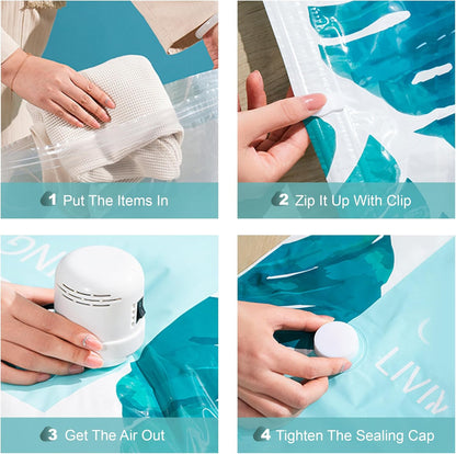 15 Pack Vacuum Storage Bags for Clothing Travel with High Pressure Electric Pump, 3 Sizes Large/Medium/Small Space Saver Bag Vacuum Sealed for Luggage Blankets, Vacuum Seal Bag for Bedding Comforters