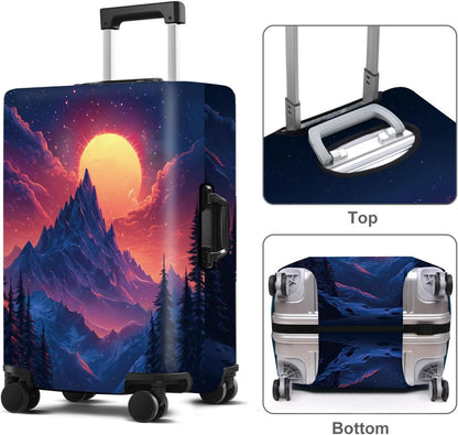 Luggage Cover Washable Suitcase Protector Anti-scratch Suitcase cover Fits 20-34 Inch Luggage (Snow mountain, XL(32-34inch suitcase))