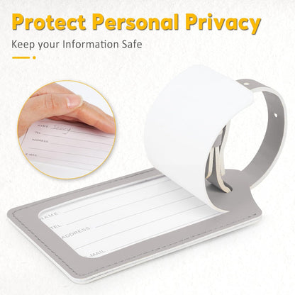 8 Pack Leather Luggage Travel Bag Tags by Travelambo