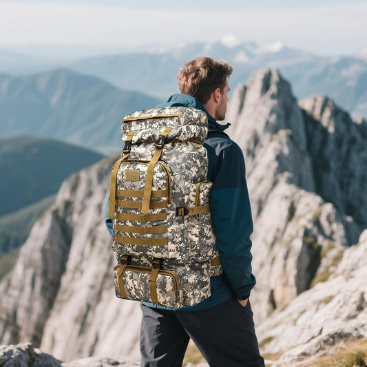 80L 2Pcs Hiking Backpack for Men with Sling Tactical Backpack - Rucksack Molle Military Tactical Waterproof Lightweight Camping Backpack 3 Day Assault Pack for Travel, Climbing, Backpacking