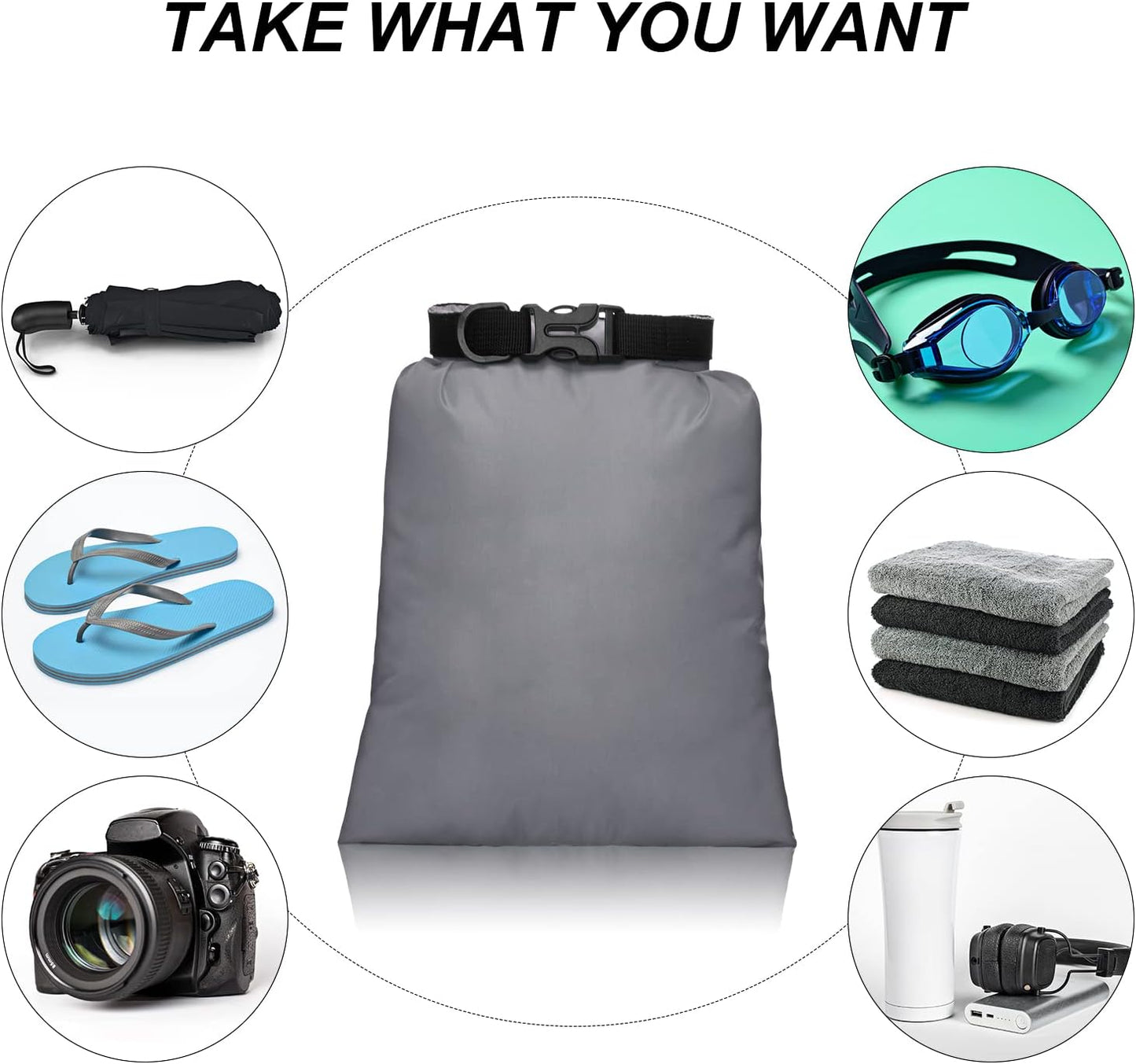 Shappy Waterproof Dry Bag Set 6 Sizes Lightweight Sacks and Long Adjustable Shoulder Strap Outdoor Water Proof Keep Gear Dry Bag Stuff Sacks for Backpacking, Boating, Hiking, Camping