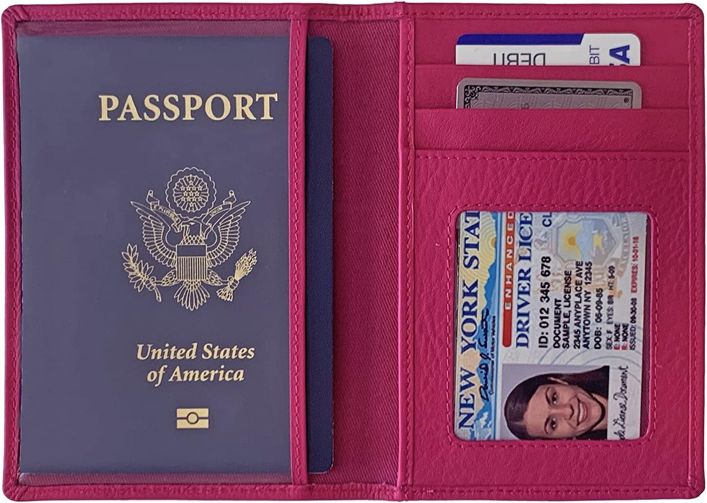 Personalized Monogrammed Bright Pink Leather RFID Passport Wallet